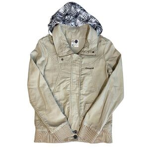 Y2K Element Hooded Khaki Jacket Women’s Size Small